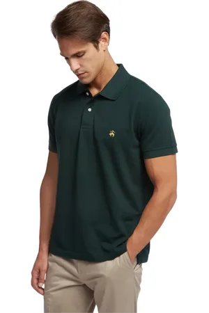 Brooks Brothers Homme, Tops, Vert, Taille: S Polo en piqué à manches courtes, coupe slim