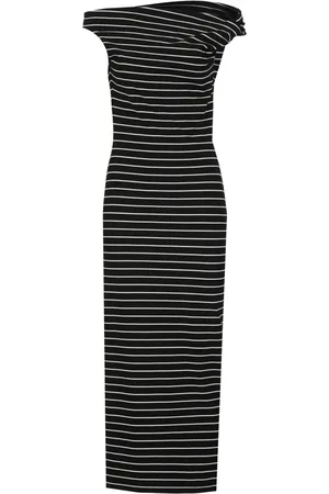 Msgm Femme, Robes, Noir, Taille: 38 FR Robe Rayée Noire en Viscose pour Femmes