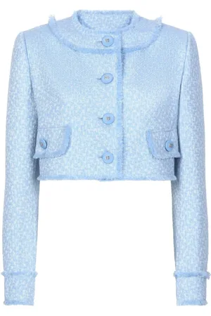 Dolce & Gabbana Femme, Vestes, Bleu, Taille: 36 FR Veste Boutonnée Texturée