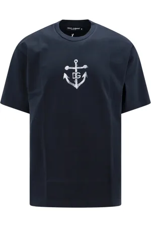 Dolce & Gabbana Homme, Tops, Bleu, Taille: XL T-Shirt en Coton avec Imprimé Marina