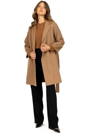 Max Mara Femme, Manteaux, Brun, Taille: 38 FR Manteau Court en Laine de Chameau Double Tissu