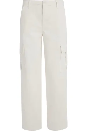 Guess Femme, Pantalons, Blanc, Taille: W28 Pantalon cargo chino taille haute