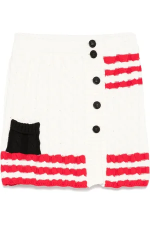 Msgm Femme, Shorts, Blanc, Taille: 40 FR Jupe Blanche avec Détails à Rayures