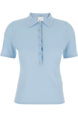 Allude Femme, Tops, Bleu, Taille: 42 FR Pull Polo Col en Laine Bleu