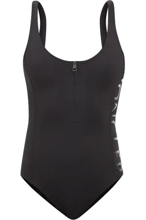 Moncler Femme, Maillots de bain, Noir, Taille: 36 FR Maillot de bain à col zippé et imprimé logo