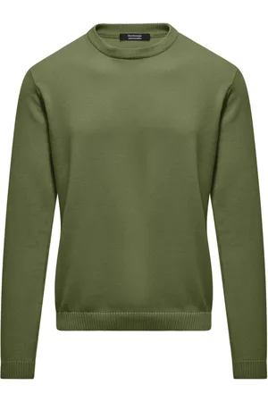 Bomboogie Homme, Pulls, Vert, Taille: XL Cotton crew-neck sweater