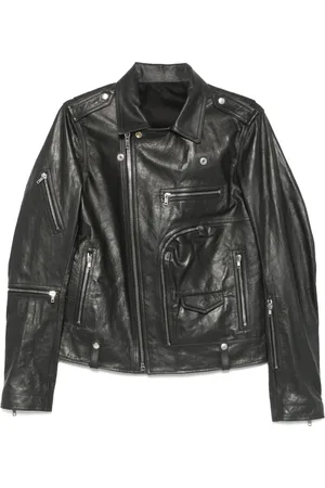 Rick Owens Homme, Vestes, Noir, Taille: L Blouson de motard en cuir Bauhaus