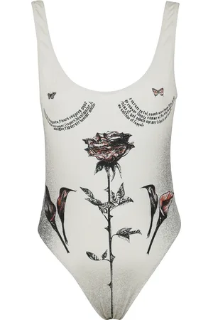 Jean Paul Gaultier Femme, Maillots de bain, Blanc, Taille: 42 FR Maillot de bain imprimé tatouage rose