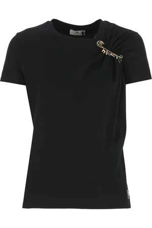 Elisabetta Franchi Femme, Tops, Noir, Taille: 40 FR T-shirt noir avec épingle logo