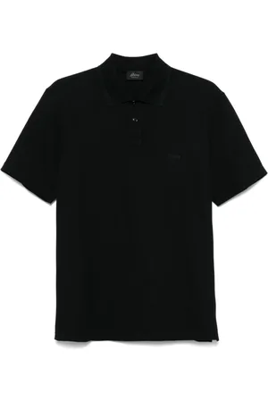 BRIONI Homme, Tops, Noir, Taille: 3XL Polo noir à boutons et col contrastant