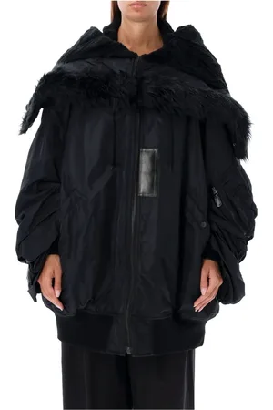 JUNYA WATANABE Femme, Vestes, Noir, Taille: 40 FR Bomber Oversize Noir avec Col en Fausse Fourrure