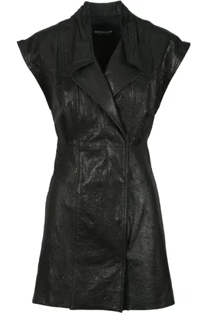 Dondup Femme, Vestes, Noir, Taille: 38 FR Robe Courte en Cuir avec Fermeture à Double Boutonnage