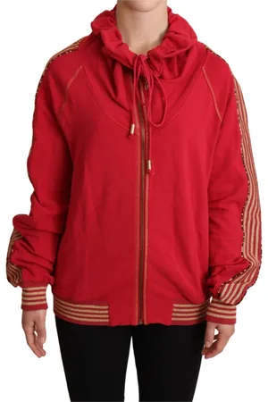 John Galliano Femme, Sweatshirts et sweats à capuche, Rouge, Taille: 36 FR Sweat à Capuche Rouge avec Fermeture Éclair