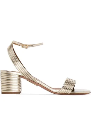 Aquazzura Femme, Chaussures, Jaune, Taille: 36 EU Sandales élégantes dorées à talons moyens