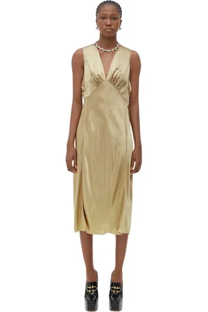 Bottega Veneta Femme, Robes, Jaune, Taille: 38 FR Robe en satin Sésame Style 9640