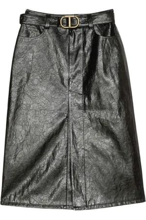 Twin-Set Femme, Jupes, Noir, Taille: 36 FR Jupe crayon en cuir noir