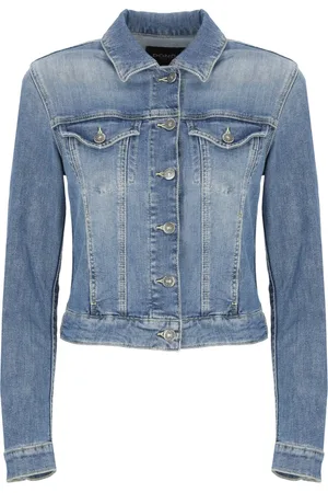 Dondup Femme, Vestes, Bleu, Taille: 42 FR Veste en Jean Bleu en Coton avec Col
