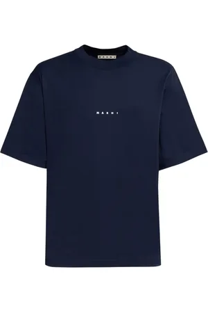 Marni Homme, Tops, Bleu, Taille: M cotton T-shirt with logo