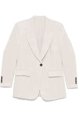 Brunello Cucinelli Femme, Vestes, Blanc, Taille: 36 FR Veste Blanche avec Fermeture Boutonnée