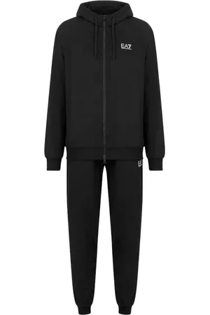 EA7 Homme, Sport, Noir, Taille: M Ensemble sweat à capuche noir avec joggers