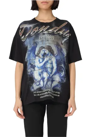Dondup Femme, Tops, Noir, Taille: 40 FR T-shirt en Coton avec Imprimé