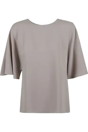 P.A.R.O.S.H. Femme, Blouses et Chemises, Gris, Taille: 40 FR Chemisier en satin bleu à manches courtes
