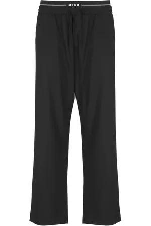 Msgm Homme, Pantalons, Noir, Taille: M Pantalon en Laine Noir à Taille Élastique