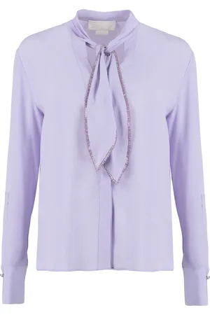 GENNY Femme, Blouses et Chemises, Violet, Taille: 36 FR Chemisier en crêpe de soie avec broderie de perles