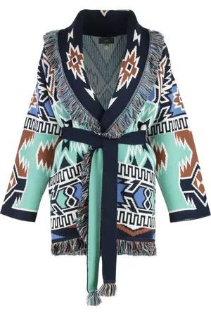 Alanui Femme, Pulls, Multicolore, Taille: 40 FR Gilet à franges Geometric Roots
