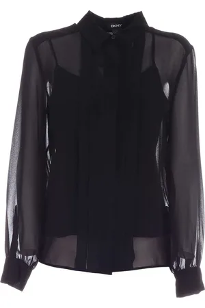 DKNY Femme, Blouses et Chemises, Noir, Taille: 40 FR Chemise Plastron Semi-Transparente en Noir