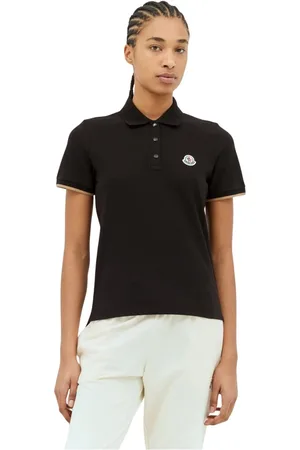 Moncler Femme, Tops, Noir, Taille: 36 FR Polo avec Écusson Logo
