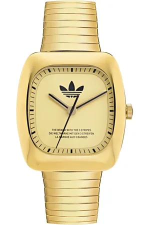 adidas Unisex, Accessoires, Jaune, Taille: ONE Size Montre Rétro Wave One Or Acier Inoxydable