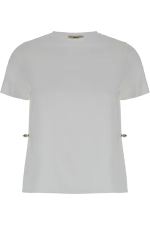 HERNO Femme, Tops, Blanc, Taille: 38 FR T-shirt blanc à encolure ras du cou avec découpe