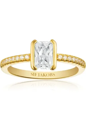 Sif Jakobs Femme, Accessoires, Jaune, Taille: 56 MM Bague en Argent Sterling Plaqué Or avec Zirconias