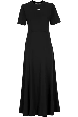 Msgm Femme, Robes, Noir, Taille: 36 FR Robe Noire en Coton avec Logo