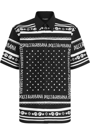 Dolce & Gabbana Homme, Tops, Noir, Taille: M Chemise Noire Imprimé Italie