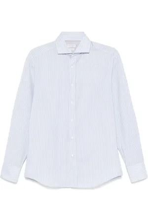 Brunello Cucinelli Homme, Chemises, Bleu, Taille: 2XL Chemise grise claire à boutons