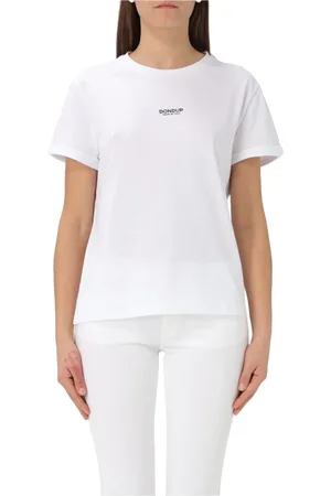 Dondup Homme, Tops, Blanc, Taille: S T-shirt en coton avec logo coupe carrée