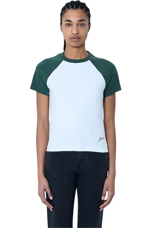 Jacquemus Femme, Tops, Blanc, Taille: 42 FR T-shirt col rond avec panneau contrastant et logo