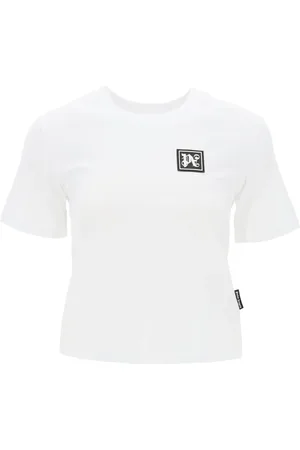 Palm Angels Femme, Tops, Blanc, Taille: 36 FR T-Shirt Ski Club avec Patch Monogramme