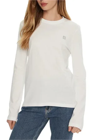 Calvin Klein Femme, Pulls, Blanc, Taille: 42 FR Pull Coton Blanc Col Rond