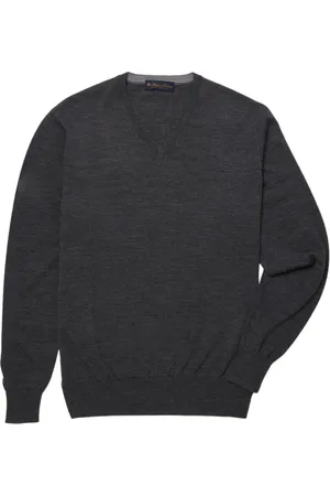 Brooks Brothers Homme, Pulls, Gris, Taille: S Pull V-Neck en Laine Mérinos