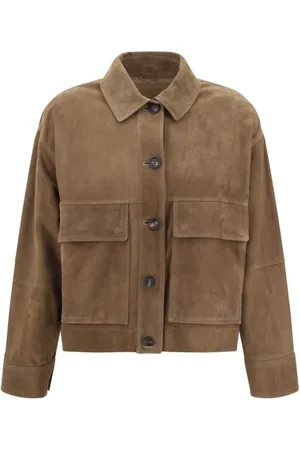Brunello Cucinelli Femme, Vestes, Brun, Taille: 38 FR Veste en daim classique avec poches à rabat