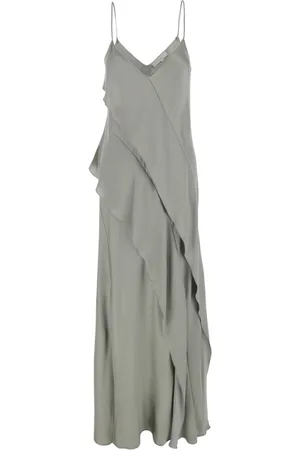 ANTONELLI Femme, Robes, Gris, Taille: 38 FR Robe Grise en Satin avec Bretelles Spaghetti