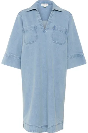Soaked in Luxury Femme, Robes, Bleu, Taille: 38 FR Robe Décontractée en Denim avec Manches ¾