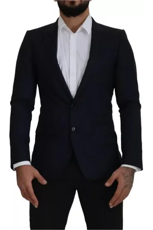 Dolce & Gabbana Homme, Costumes, Noir, Taille: S Blazer Laine Bleu Marine