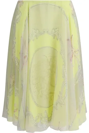 VERSACE Femme, Jupes, Multicolore, Taille: 38 FR Jupe Midi en Soie Imprimé Méduse