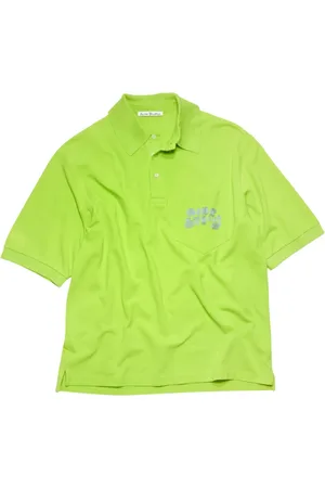 Acne Studios Homme, Tops, Vert, Taille: L Polo Vert Citron Piqué avec Coutures