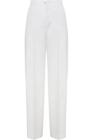 Dolce & Gabbana Femme, Pantalons, Blanc, Taille: 36 FR Pantalon blanc élégant pli central