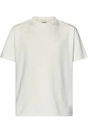 Autry Homme, Tops, Blanc, Taille: S T-shirt Ivoire avec Logo Ton sur Ton